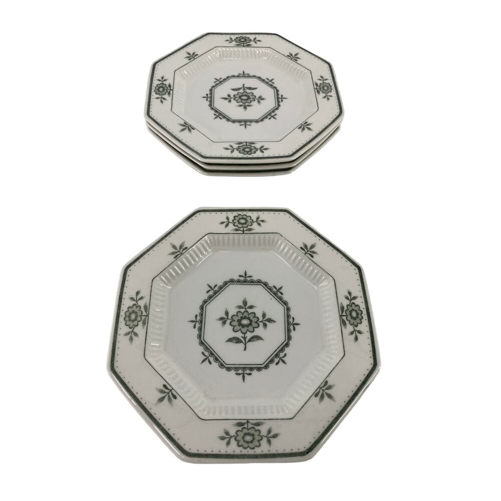 Independence ironstone castleston China green flowers octagon bread plate